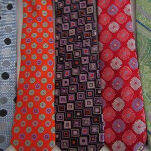5 Pc Lot Of Designer  Mens Silk Neck Ties,  modern colors, Robert Graham, Ted Ba